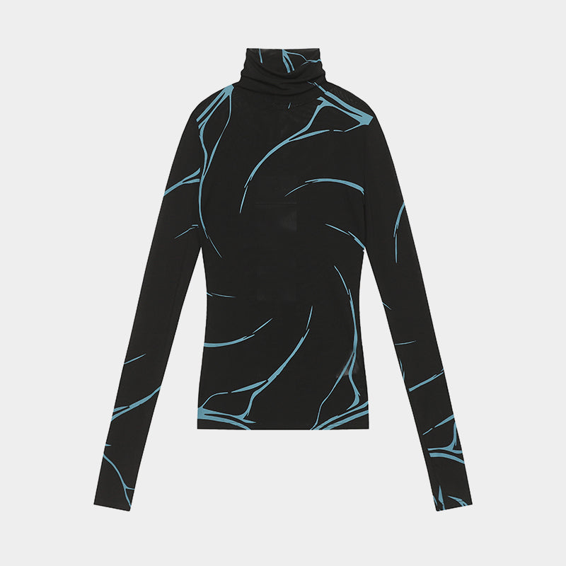 Abstract Line Graphic | Turtleneck Sweatshirt - Santo 