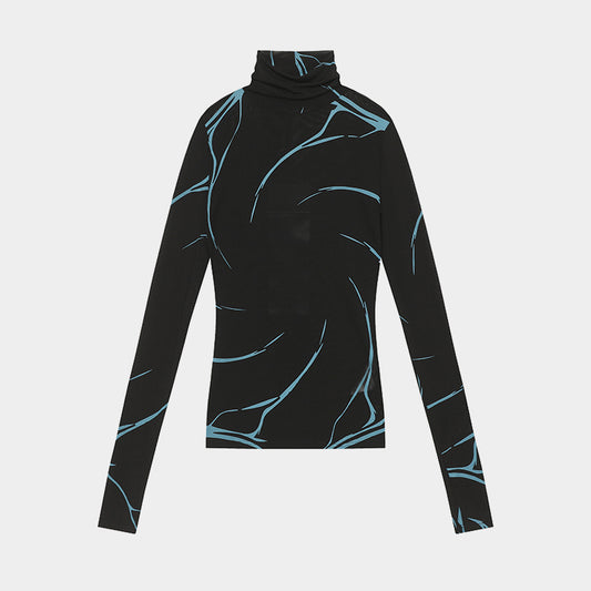 Abstract Line Graphic | Turtleneck Sweatshirt - Santo 
