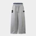 Patchwork Wide Leg Sweatpants | Grey Black Streetwear Trousers - Santo 