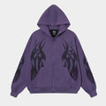 Flame Rhinestone | Y2K Zip-Up Hoodie - Santo 