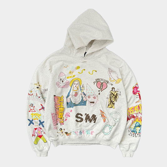 Graffiti Icon Print | Washed Hoodie - Santo 