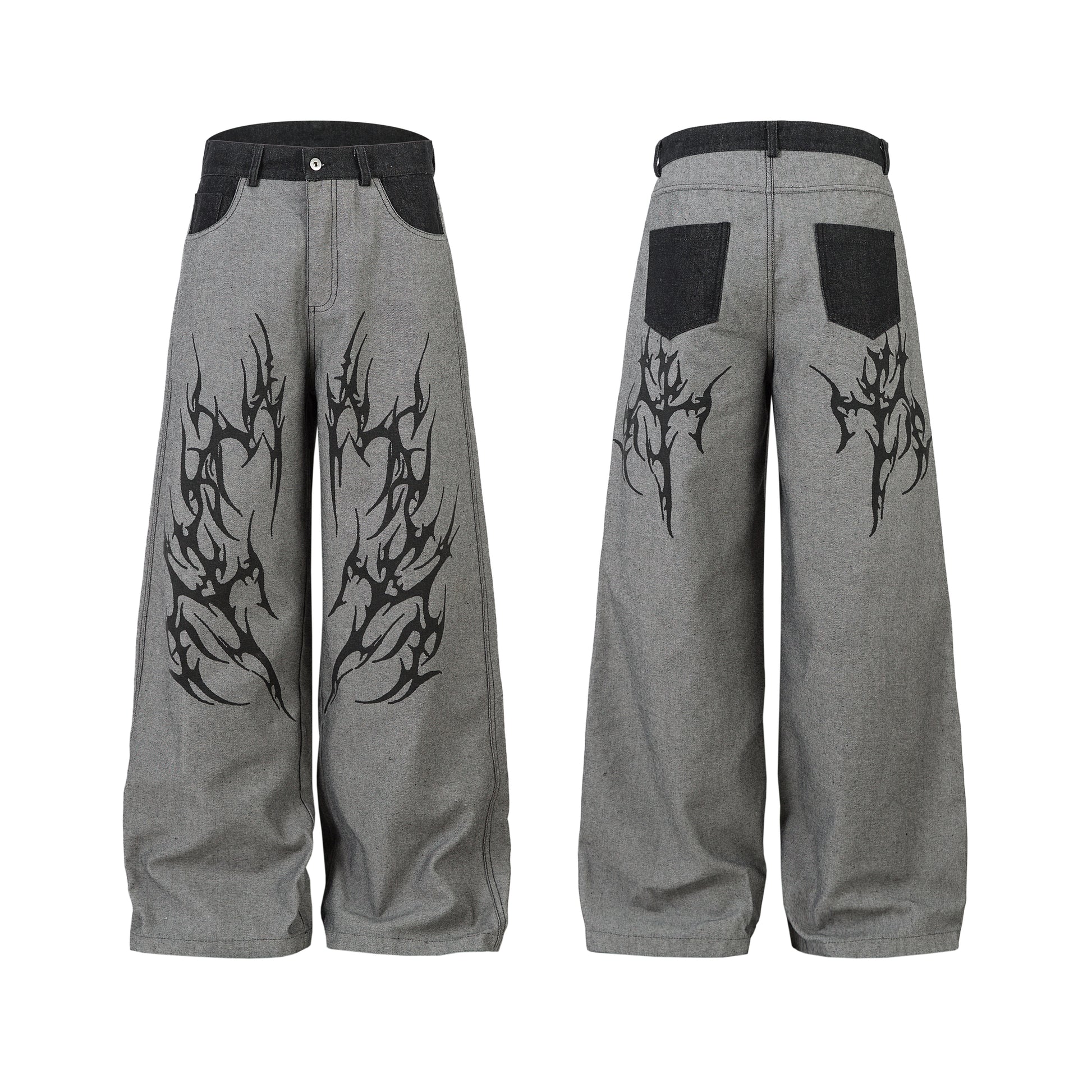 Tribal Flame Print | Baggy Jeans - Santo 