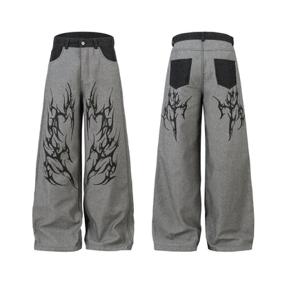 Tribal Flame Print | Baggy Jeans - Santo 