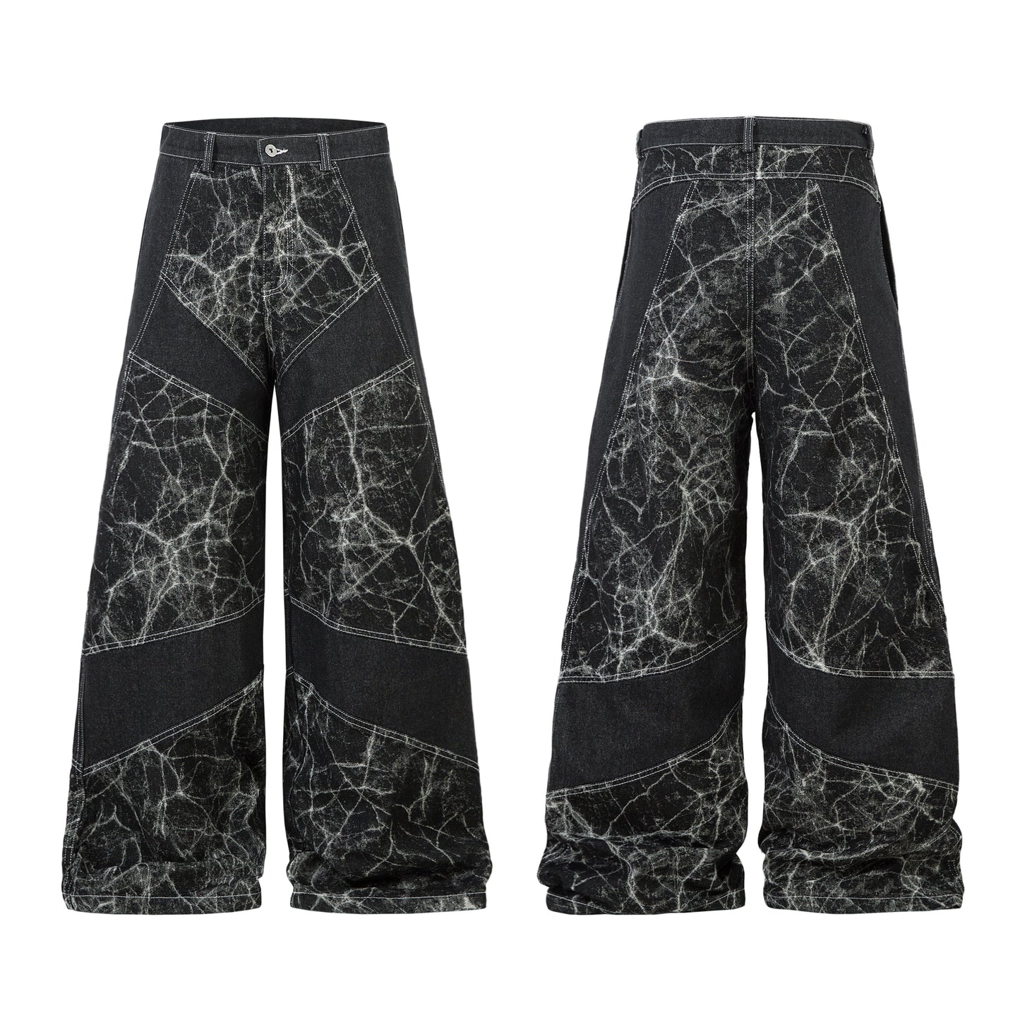 Cracked Panel Washed | Wide Jeans - Santo 