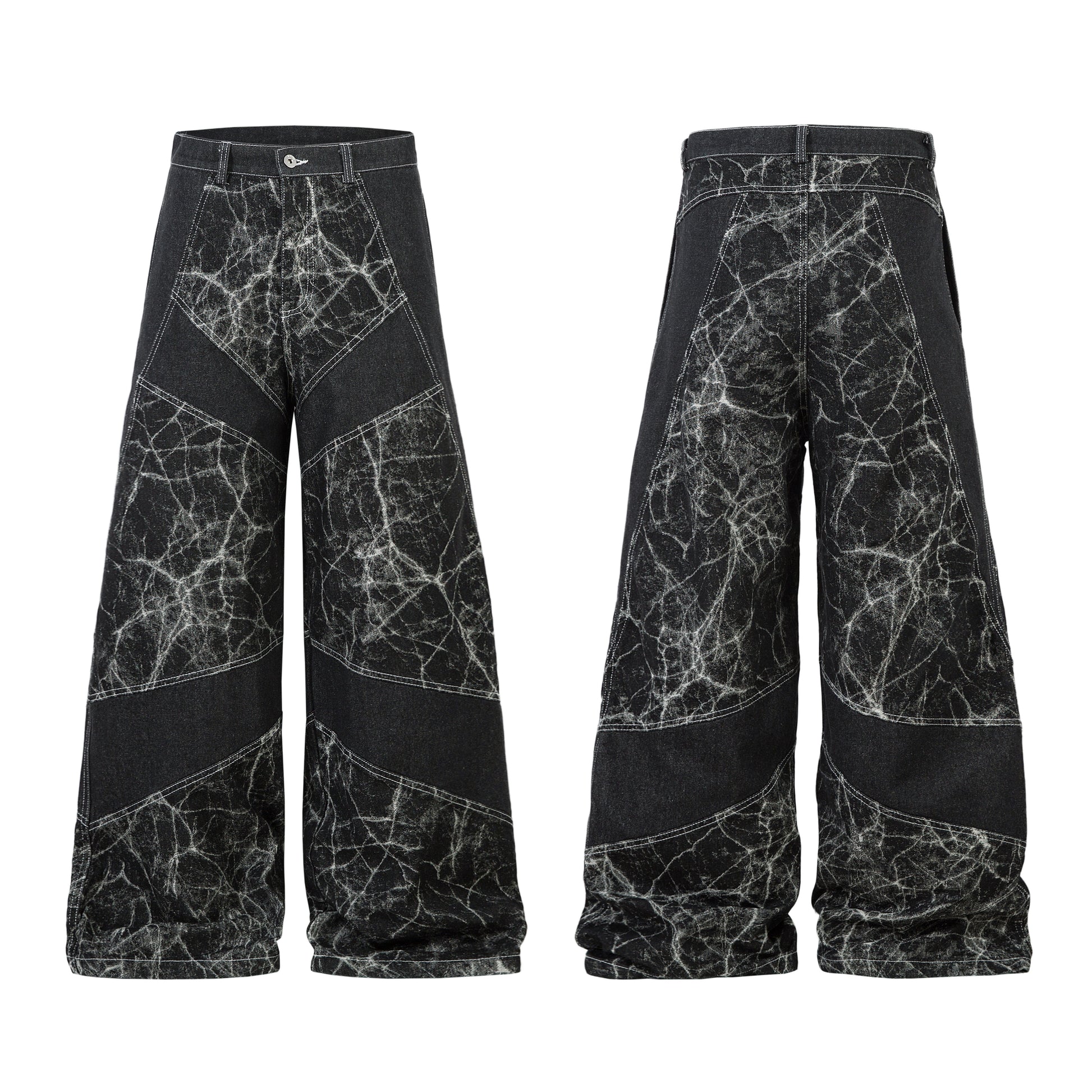 Cracked Panel Washed | Wide Jeans - Santo 