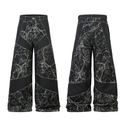 Cracked Panel Washed | Wide Jeans - Santo 