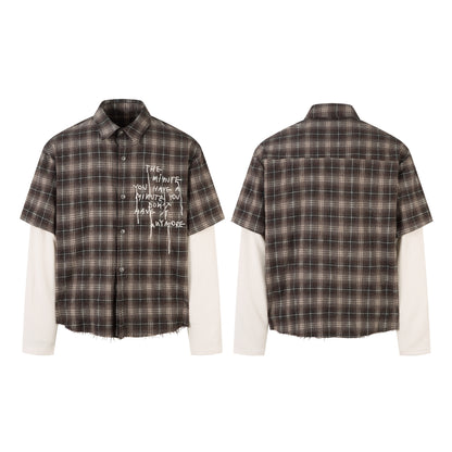 Vintage Plaid Contrast | Layered Sweatshirt - Santo 