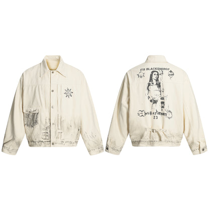 Distressed Washed Graphic | Street Jacket - Santo 