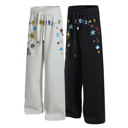Cartoon Patch Decor | Loose Sweatpants - Santo 