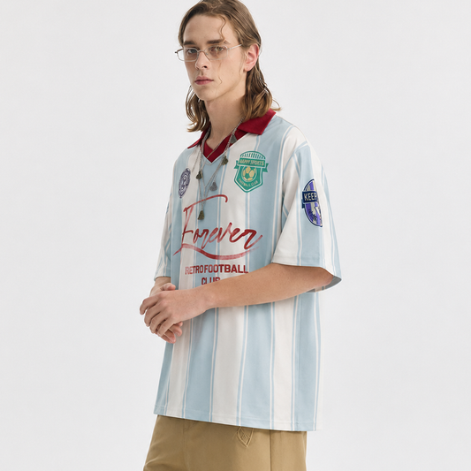 Retro Striped Football Club Jersey T-Shirt