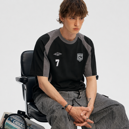 Suede-Touch Embroidered Sport Color-Block T-Shirt - Santo 