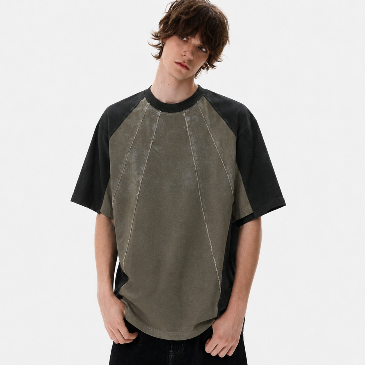 Vintage Washed Raw Seam Raglan T-Shirt - Santo 