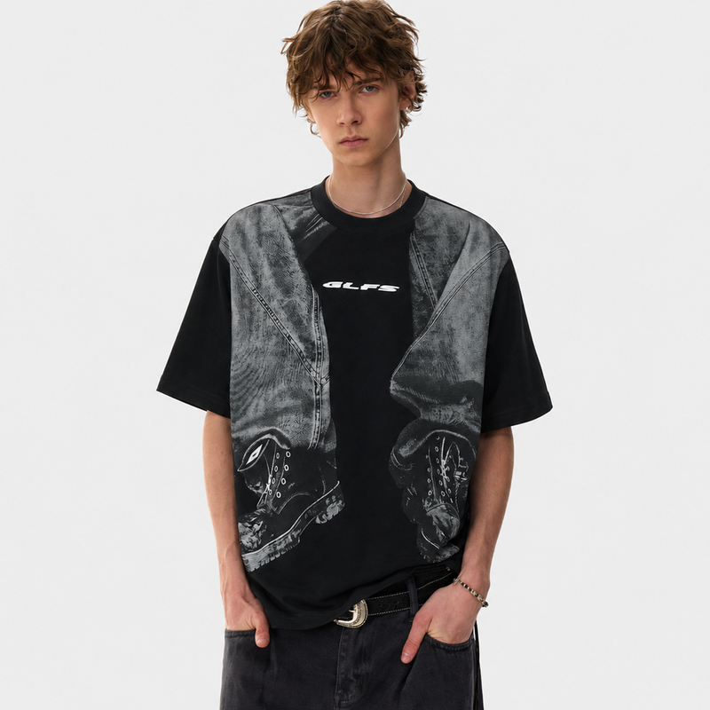 3D Trompe L’Oeil Graphic Short Sleeve T-Shirt - Santo 
