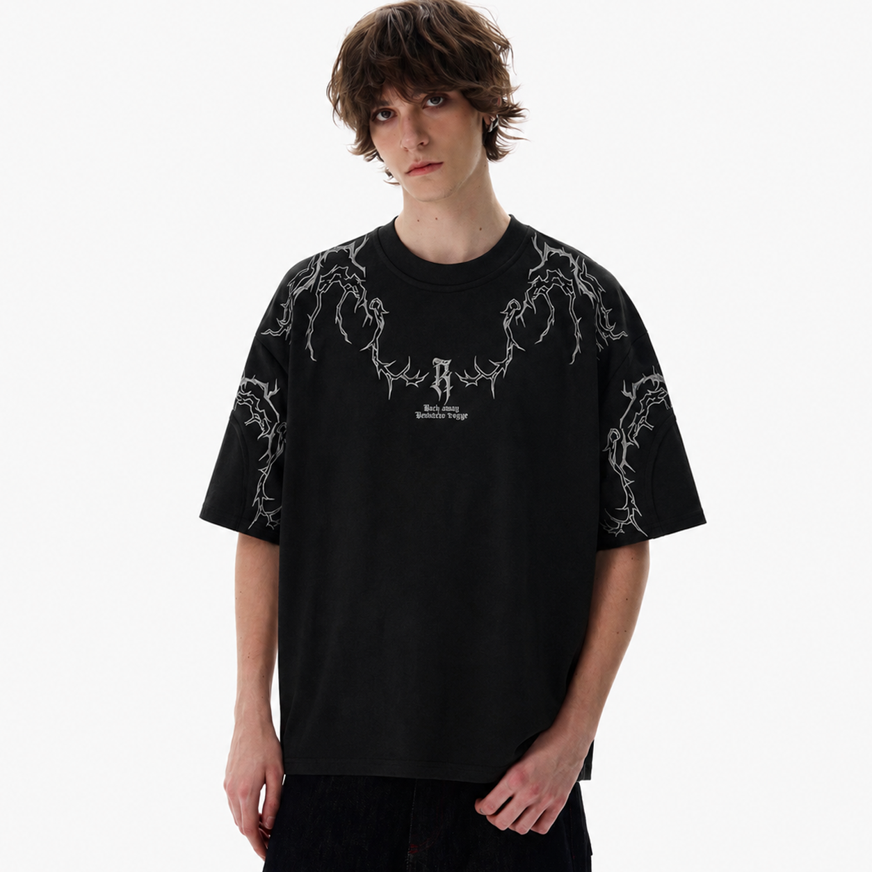 Thorn Embroidery Suede T-Shirt