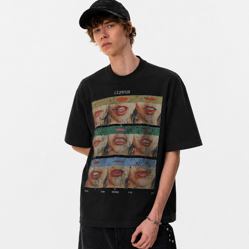 Pop Art Lip Print Graphic T-Shirt - Santo 