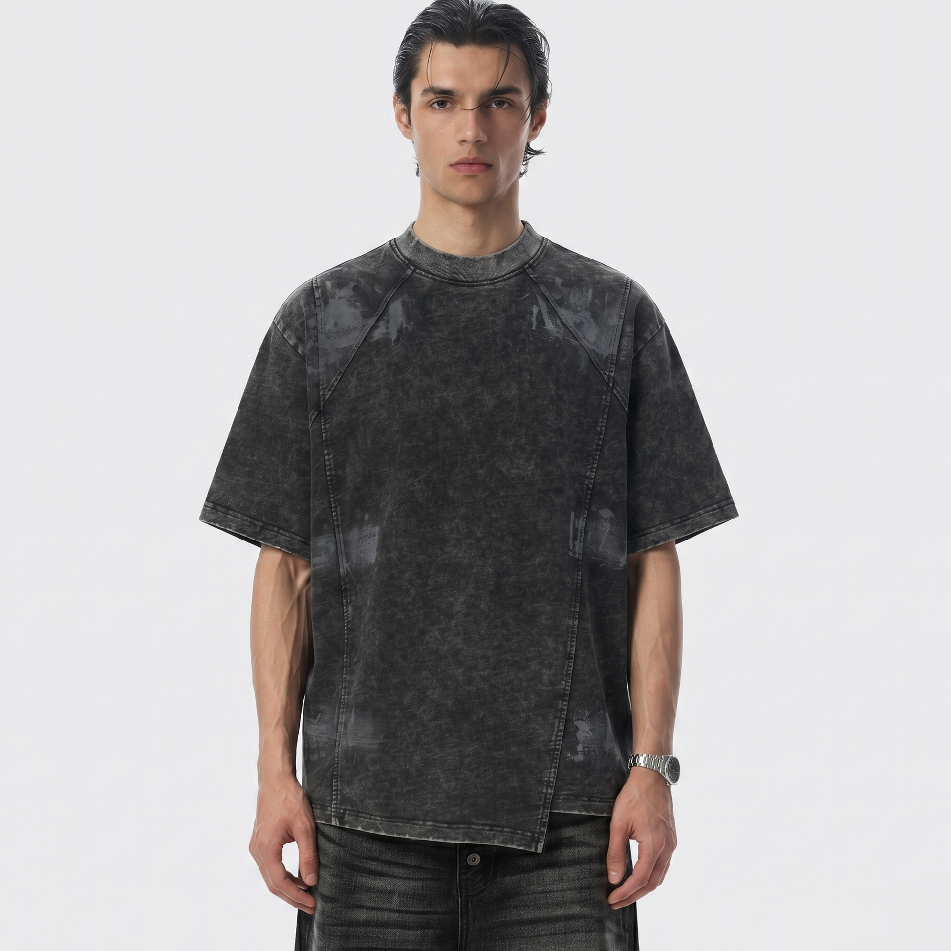 Vintage Washed Panel Seam Oversized T-Shirt - Santo 