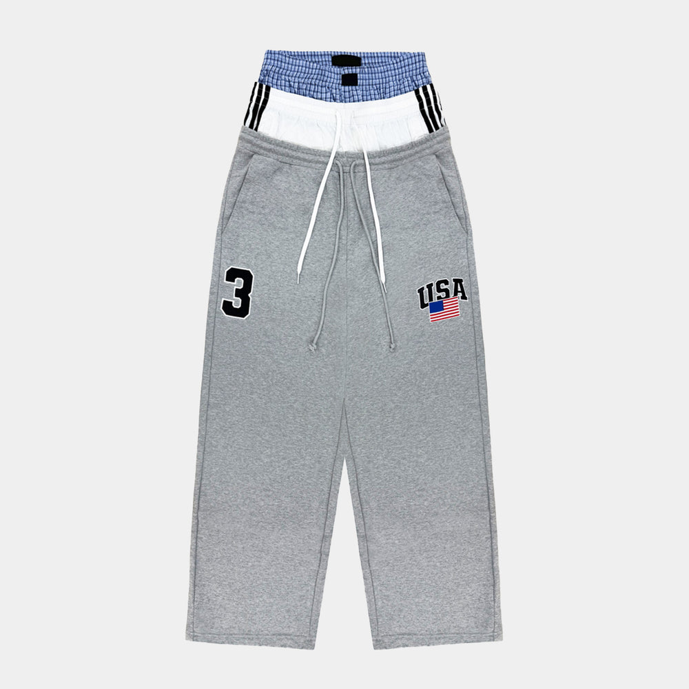 Layered Waistband | Baggy Striped Sweatpants - Santo 