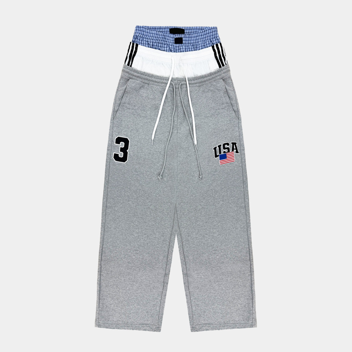 Layered Waistband | Baggy Striped Sweatpants - Santo 