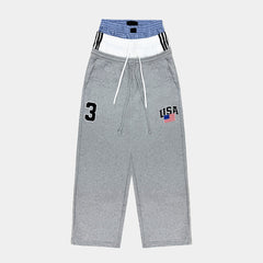 Layered Waistband | Baggy Striped Sweatpants - Santo 