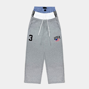 Layered Waistband | Baggy Striped Sweatpants - Santo 