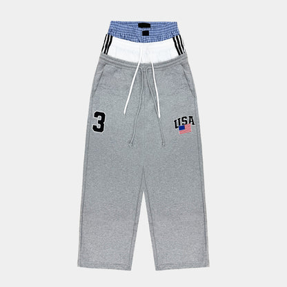 Layered Waistband | Baggy Striped Sweatpants - Santo 