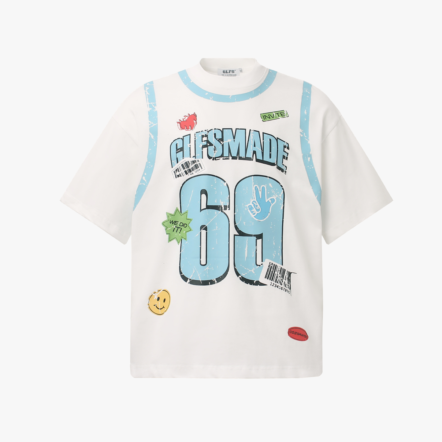 Distressed Number 69 Graphic Print T-Shirt