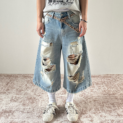 Starlight | Streetwear Star Print Denim Shorts