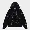 Rhinestone Cross Star | Zip-Up Hoodie