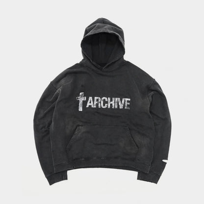 Distressed Washed Black | Archive Hoodie - Santo 