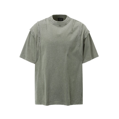 Layered Stitching | Washed T-Shirt - Santo 