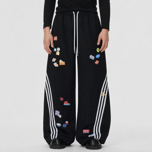 Street Patterned Striped Barrel Casual Pants