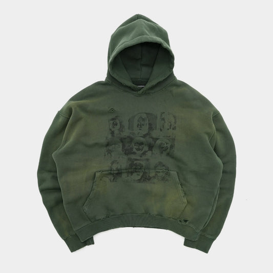 Vintage Distressed | Green Hoodie - Santo 