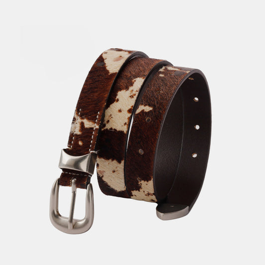 Cow Print Hair | PU Leather Belt
