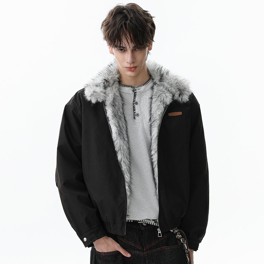 Furry Fright | Skelett-Stickerei Winterjacke