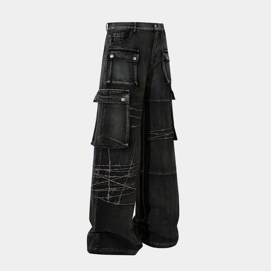 Barbed Wire Print | Baggy Jeans - Santo 
