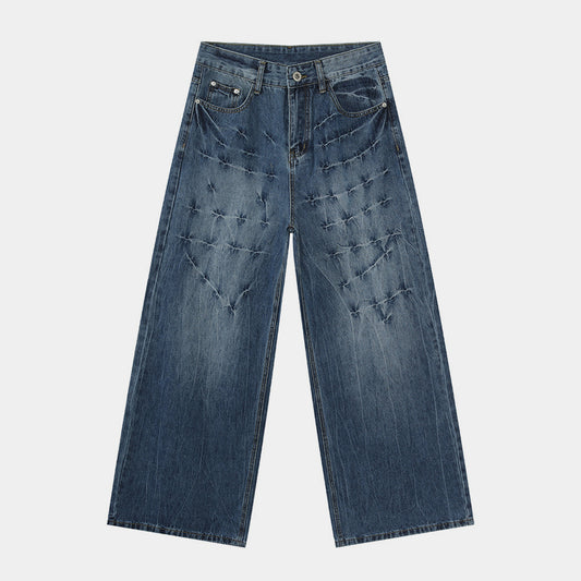 Cross Scratch | Wide Denim Jeans