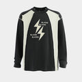 Lightning Graphic Sweatshirt | Contrast Stitch Long Sleeve Top - Santo 
