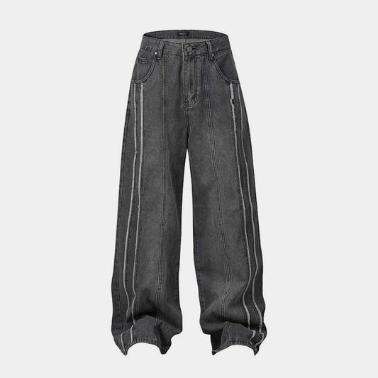 Washed Distressed Raw Edge | Baggy Jeans - Santo 