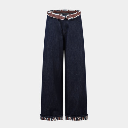 Retro Spliced Streetwear Denim | Y2K Wide Leg Baggy Jeans - Santo 