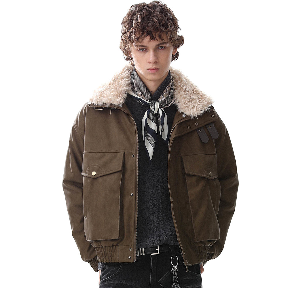 Vintage Pocket | Padded Suede Jacket - Santo 