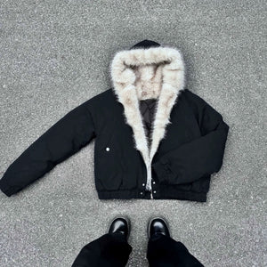 Spliced Fur | Hooded Quilted Jacket - Santo 