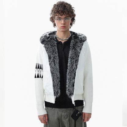Knit Contrast | Fleece Hooded Jacket