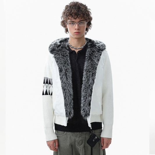 Knit Contrast | Fleece Hooded Jacket
