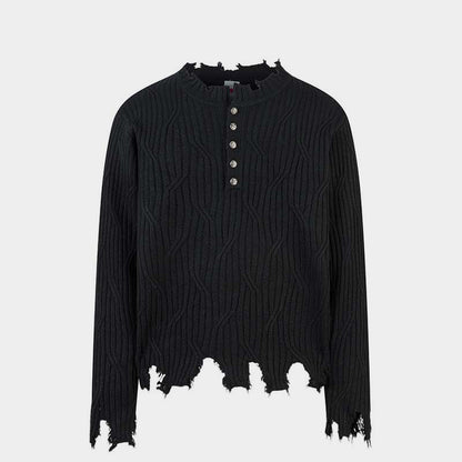 Knitted Distressed Diamond Pattern | Raw Edge Sweater