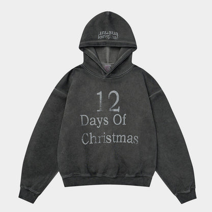 Distressed Retro Pullover | Hollow Embroidered Christmas Hoodie - Santo 