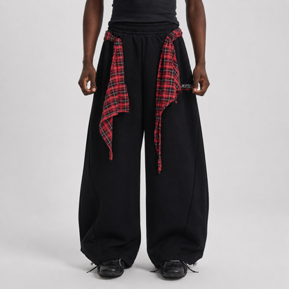 Street Detachable Plaid Waistband Machete Casual Pants