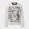 Letter Print Sweatshirt | Waffle Knit Long Sleeve Top