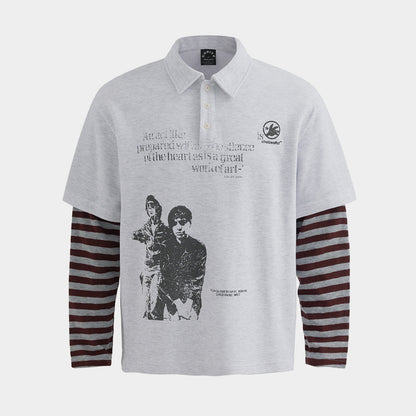 Vintage Striped Layered | Polo Sweatshirt - Santo 