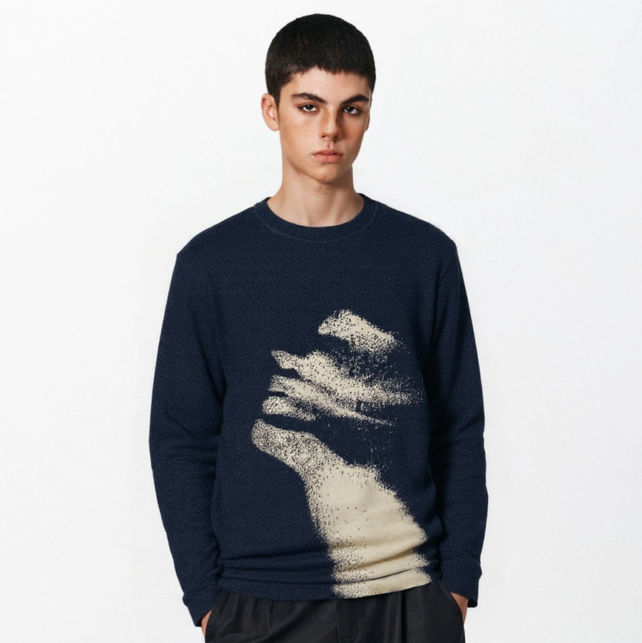 Abstrakte Umarmung | Künstlerische Grafik Pullover stricken