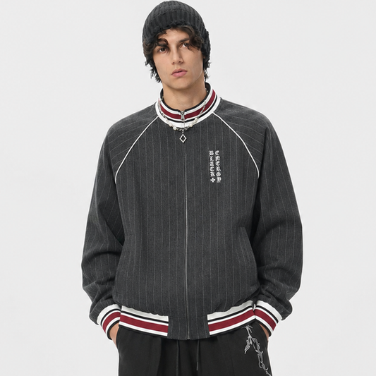 Pinstripe Vertical Embroidery Track Jacket - Santo 